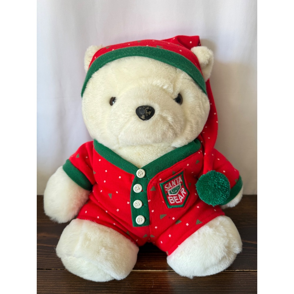 Vintage 1990 Dayton Hudson Santa Bear Plush White Christmas Polar Bear 17 inch